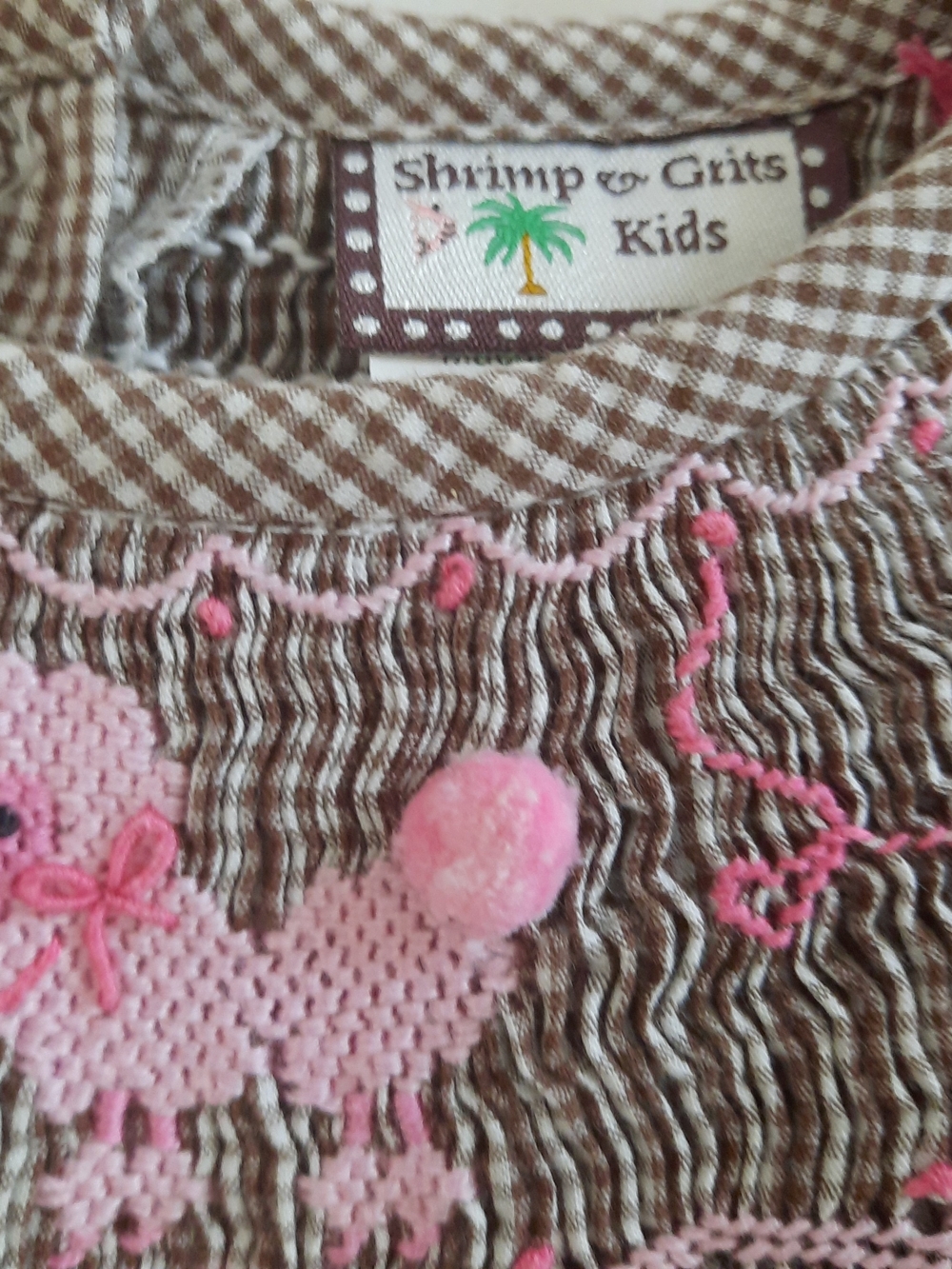 Brown and Pink Smocked Poodle Dress